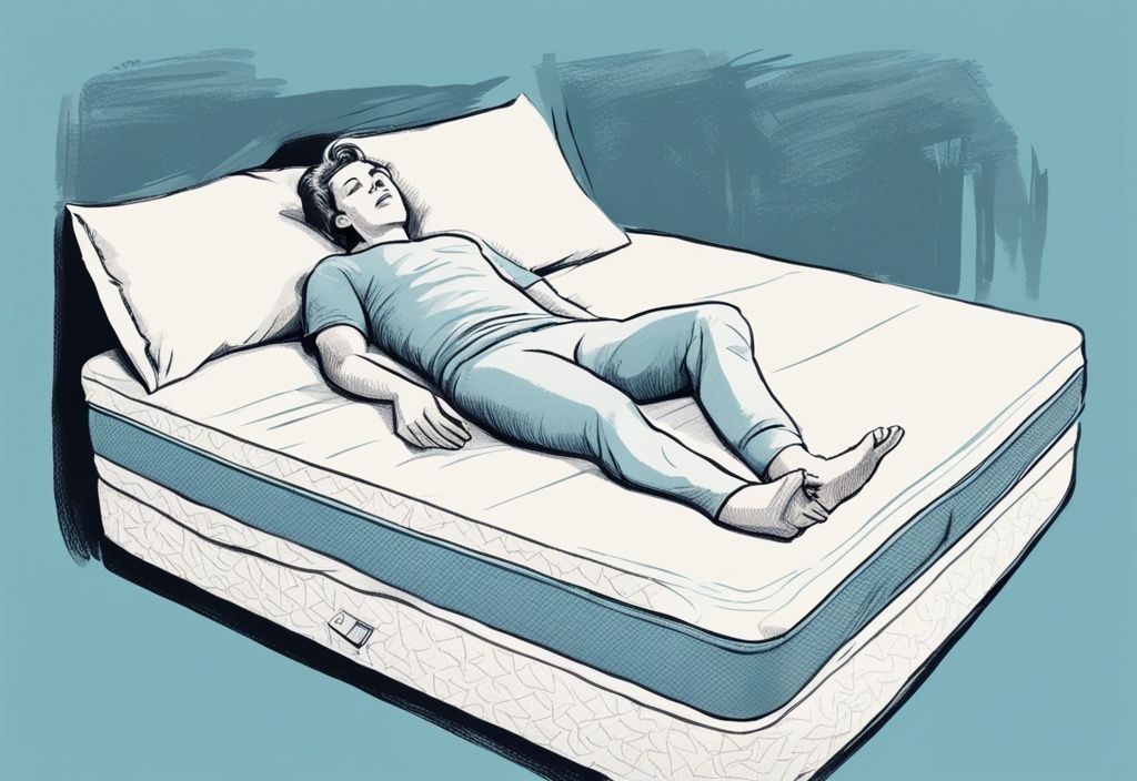 Vintage-Skizze einer Person, die bequem auf einer bestimmten Matratze liegt, mit Fokus auf den Hüftbereich zur Schmerzlinderung, welche Matratze bei Hüftschmerzen.