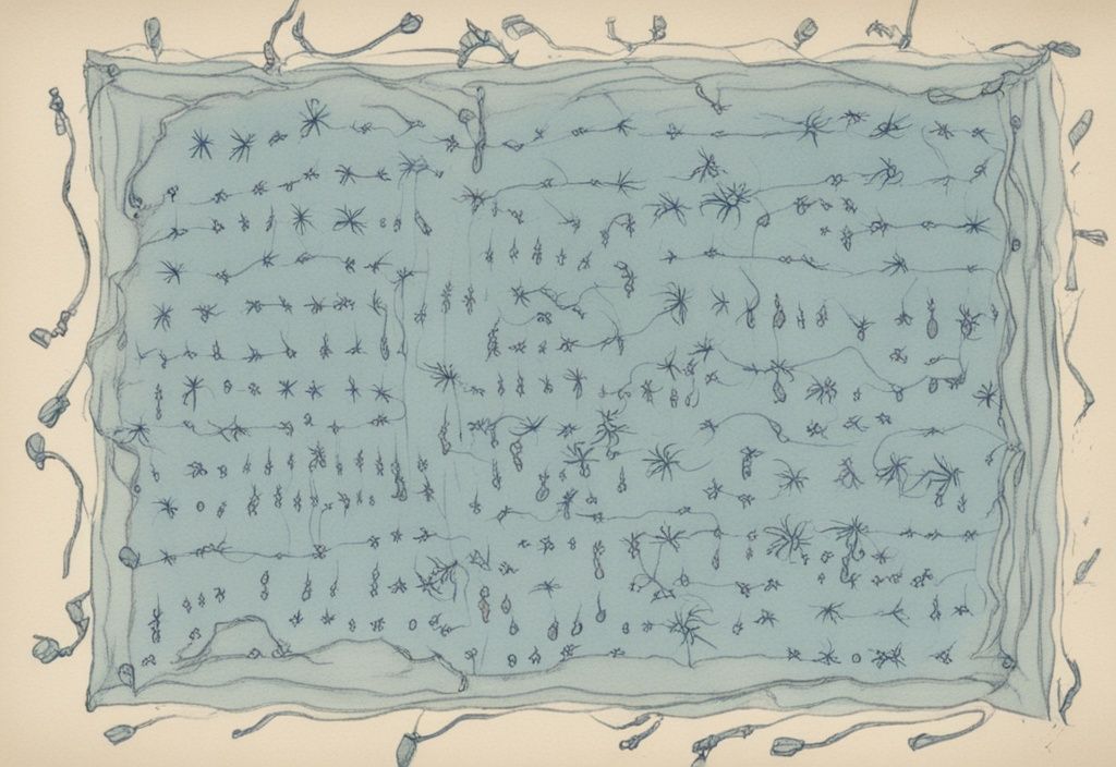 Vintage-Skizzenillustration von Läusen auf einem Bettlaken mit Zahlen für die Zeit, wie lange überleben Läuse im Bett